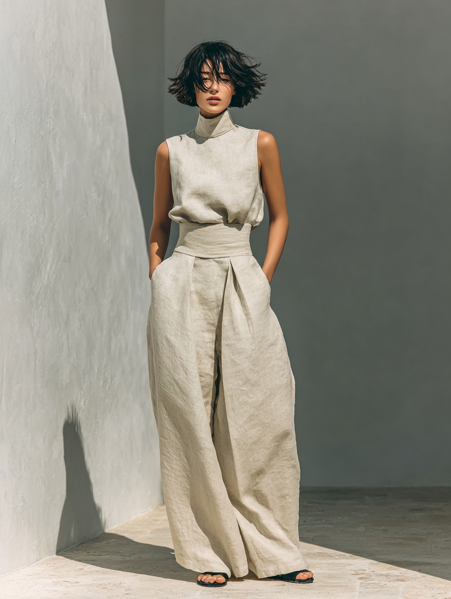 Sofía Conjunto de top y pantalón de lino