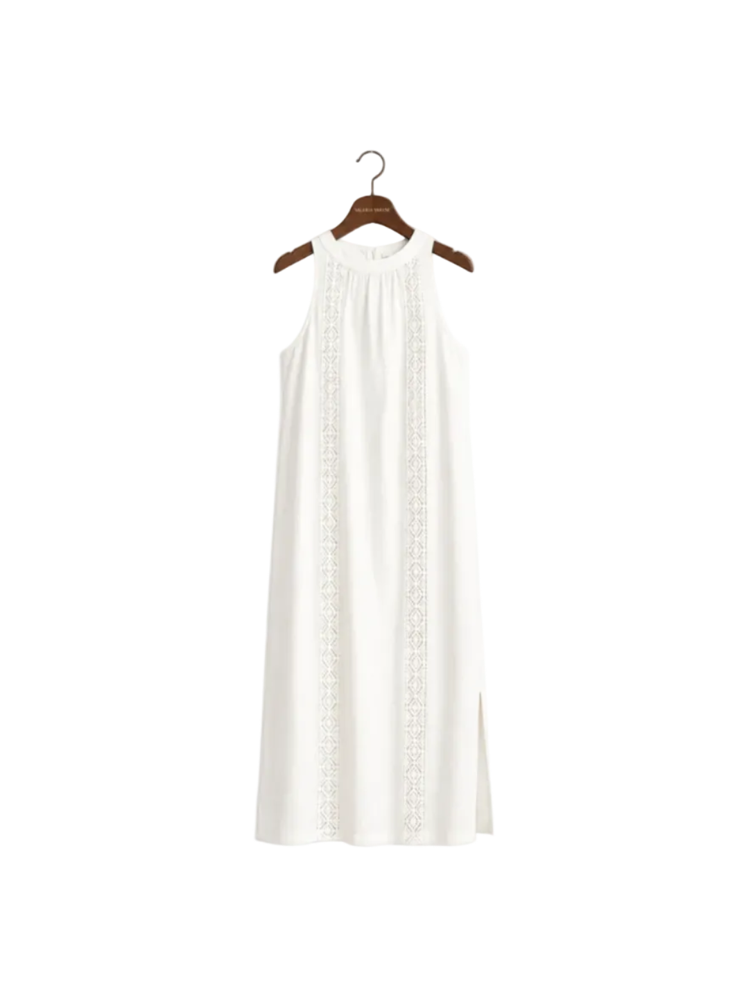 Natalia Vestido midi de lino con cuello alto