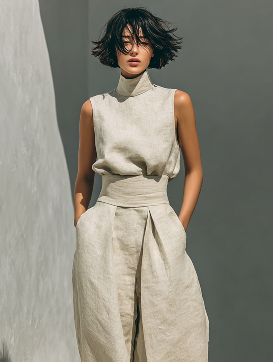 Sofía Conjunto de top y pantalón de lino
