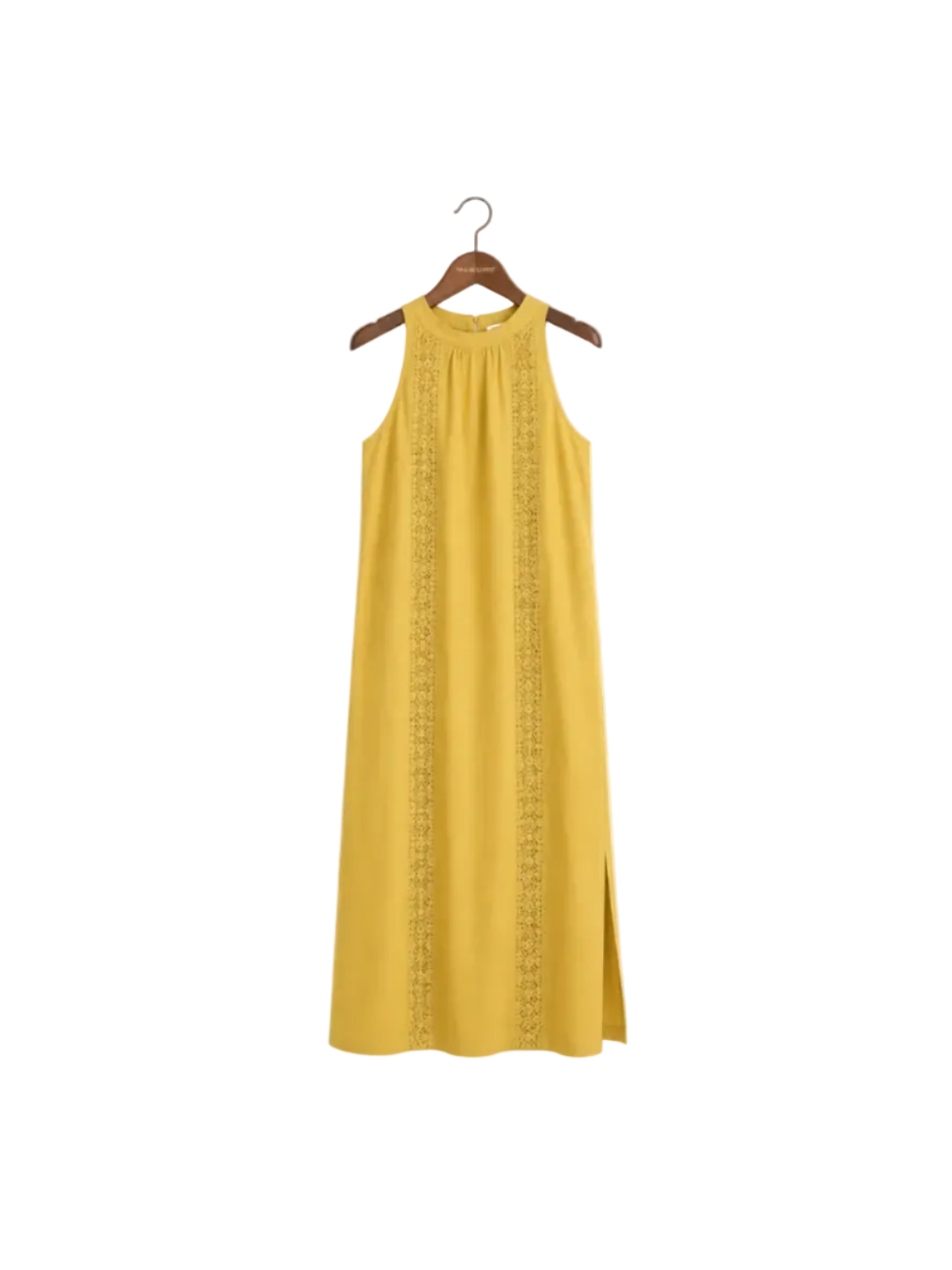 Natalia Vestido midi de lino con cuello alto