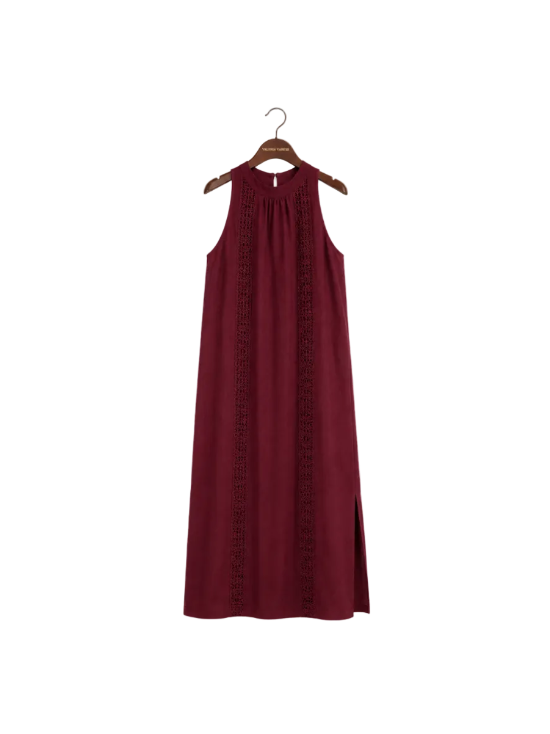 Natalia Vestido midi de lino con cuello alto