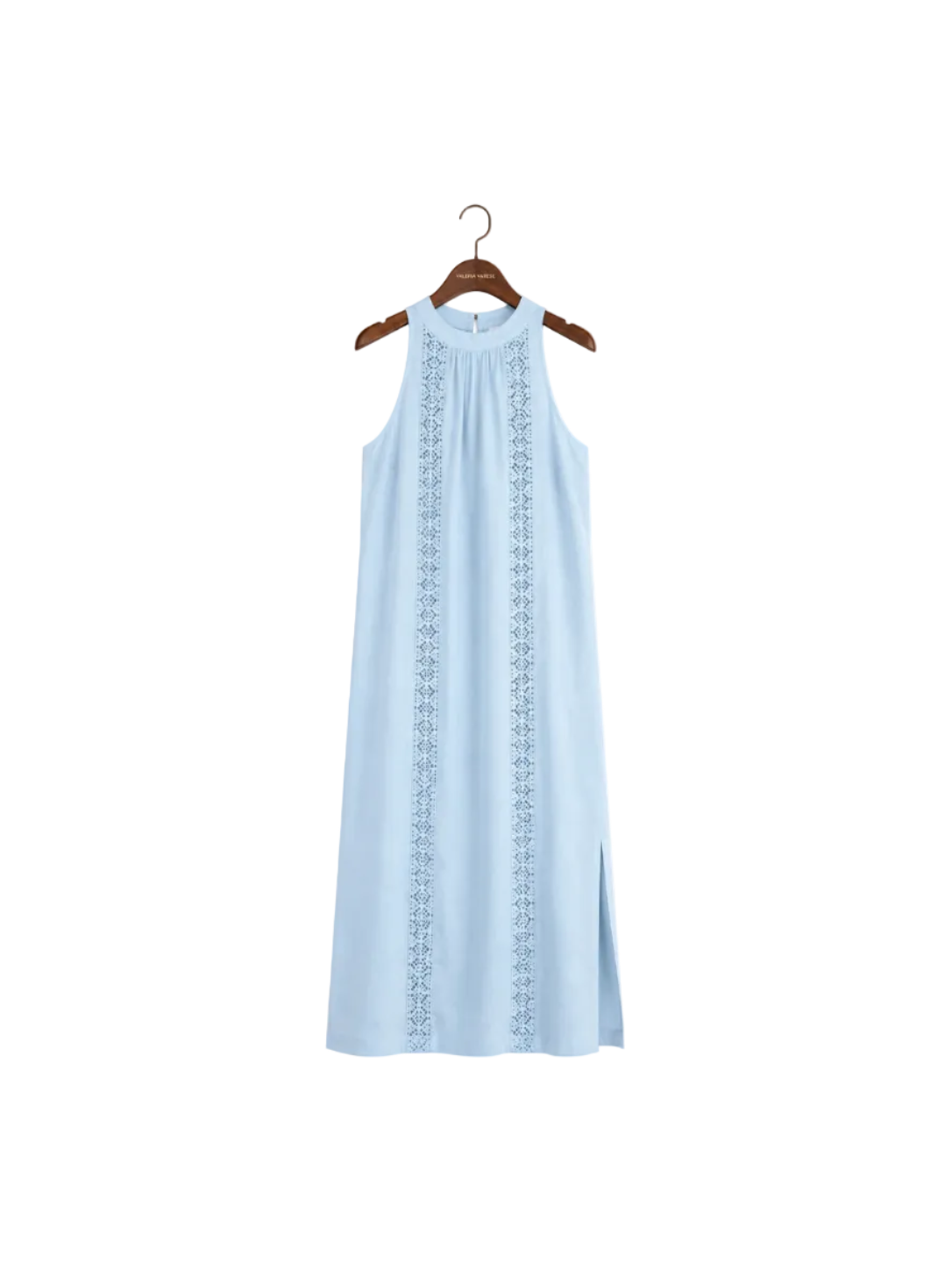 Natalia Vestido midi de lino con cuello alto