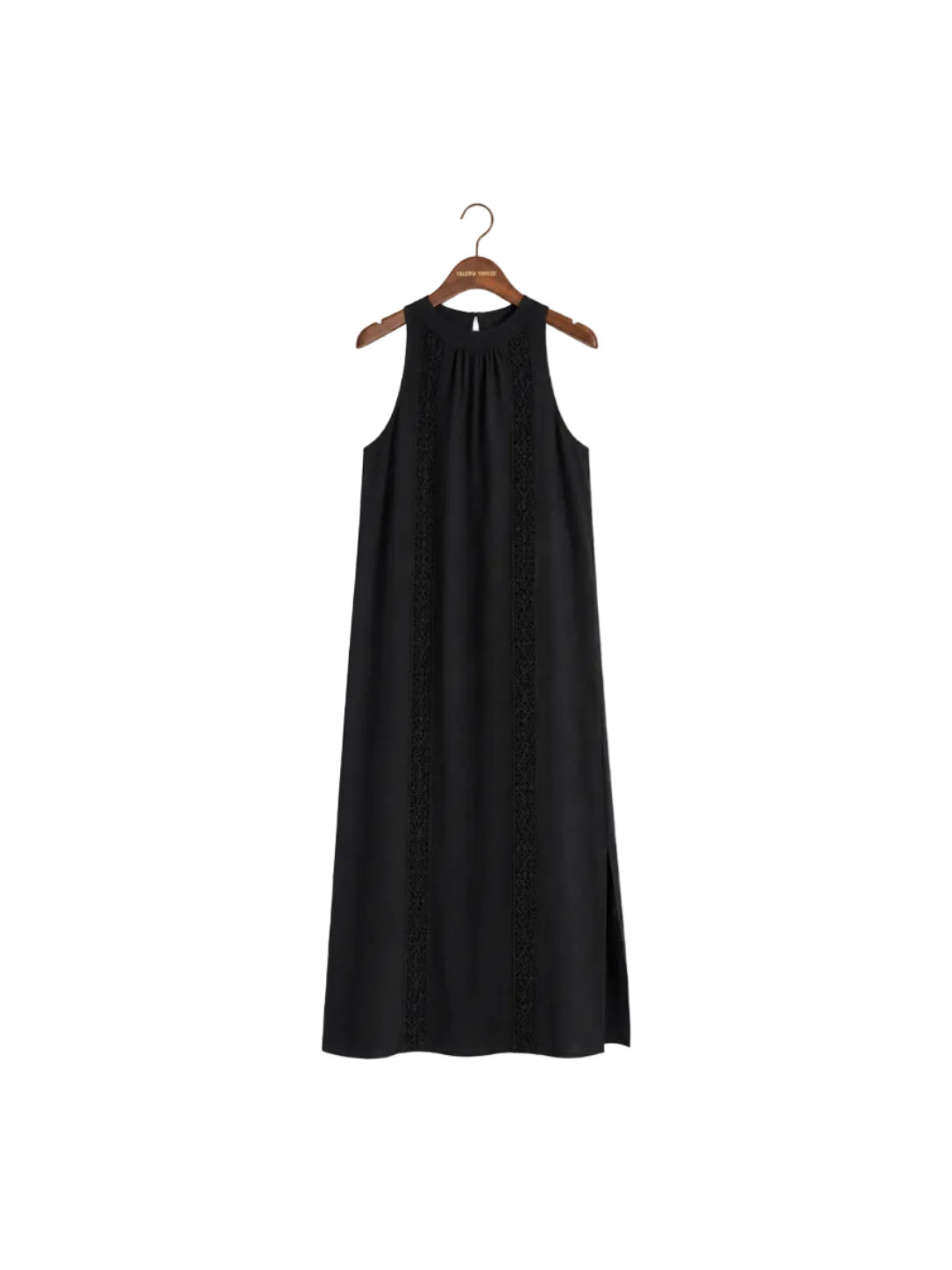 Natalia Vestido midi de lino con cuello alto