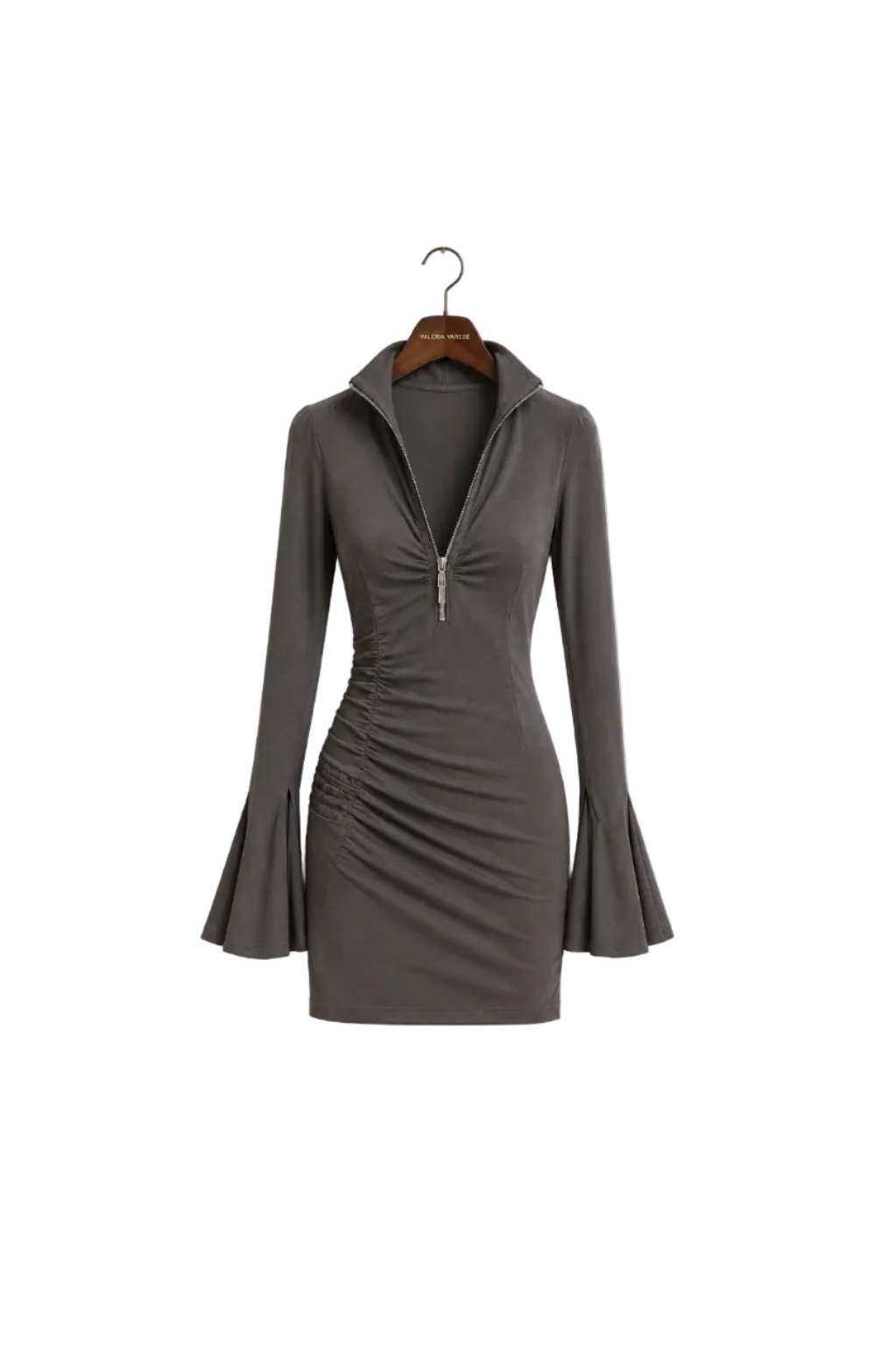 Vestido de Ante Gris con Cremallera
