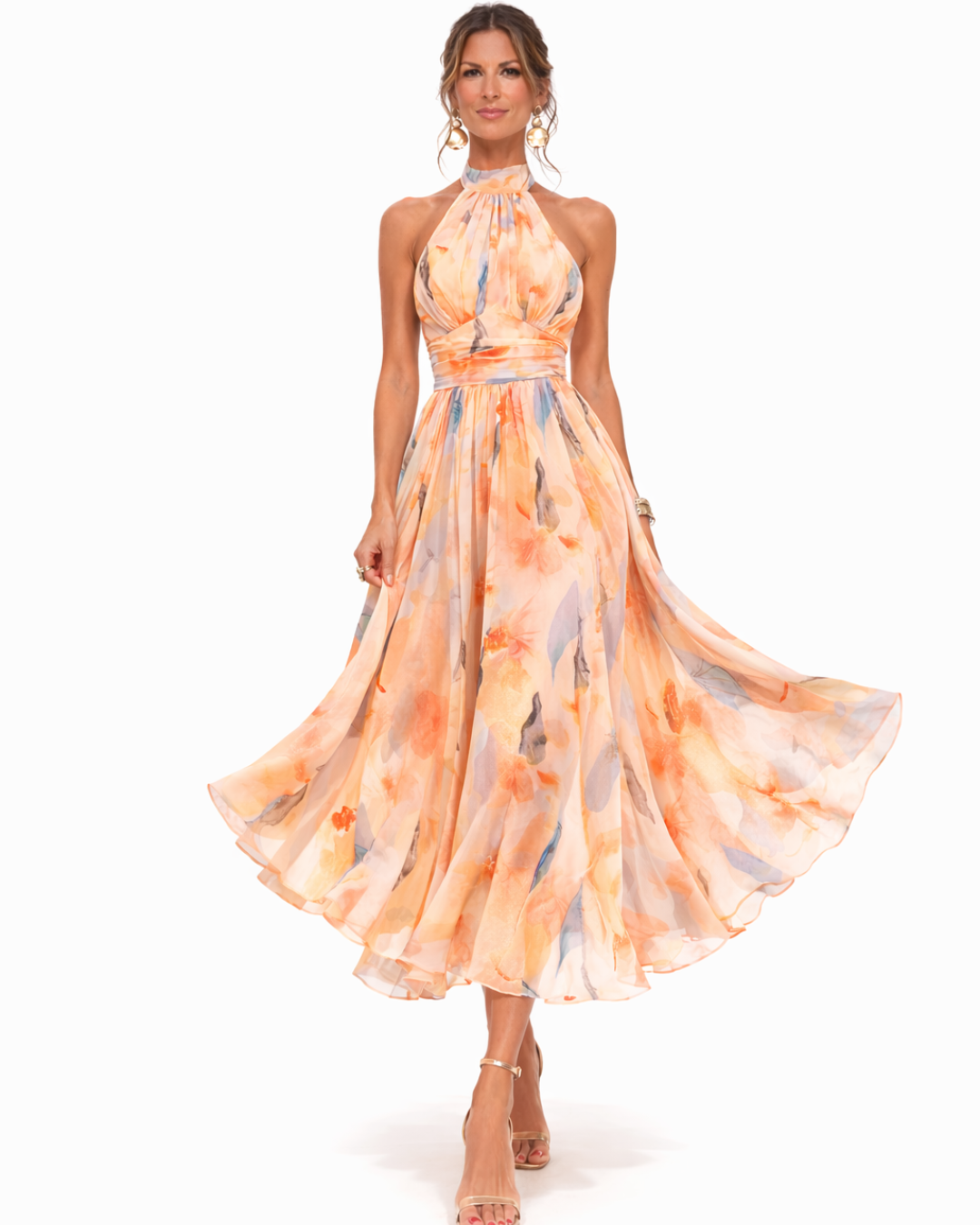 Alba Vestido con escote y estampado acuarela