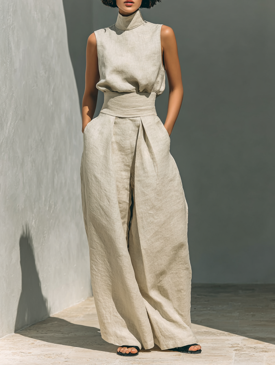 Sofía Conjunto de top y pantalón de lino