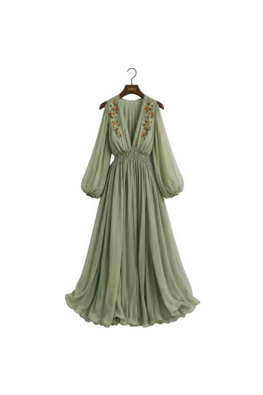 Élodine Vestido Largo Bohemio con Estampado Floral