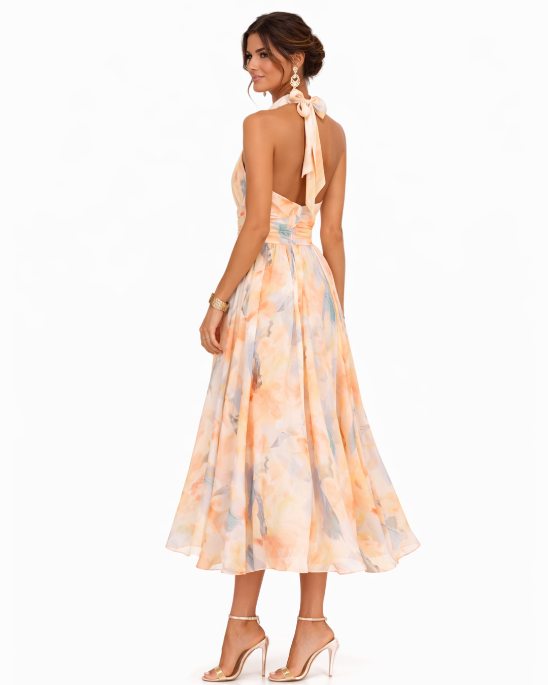 Alba Vestido con escote y estampado acuarela