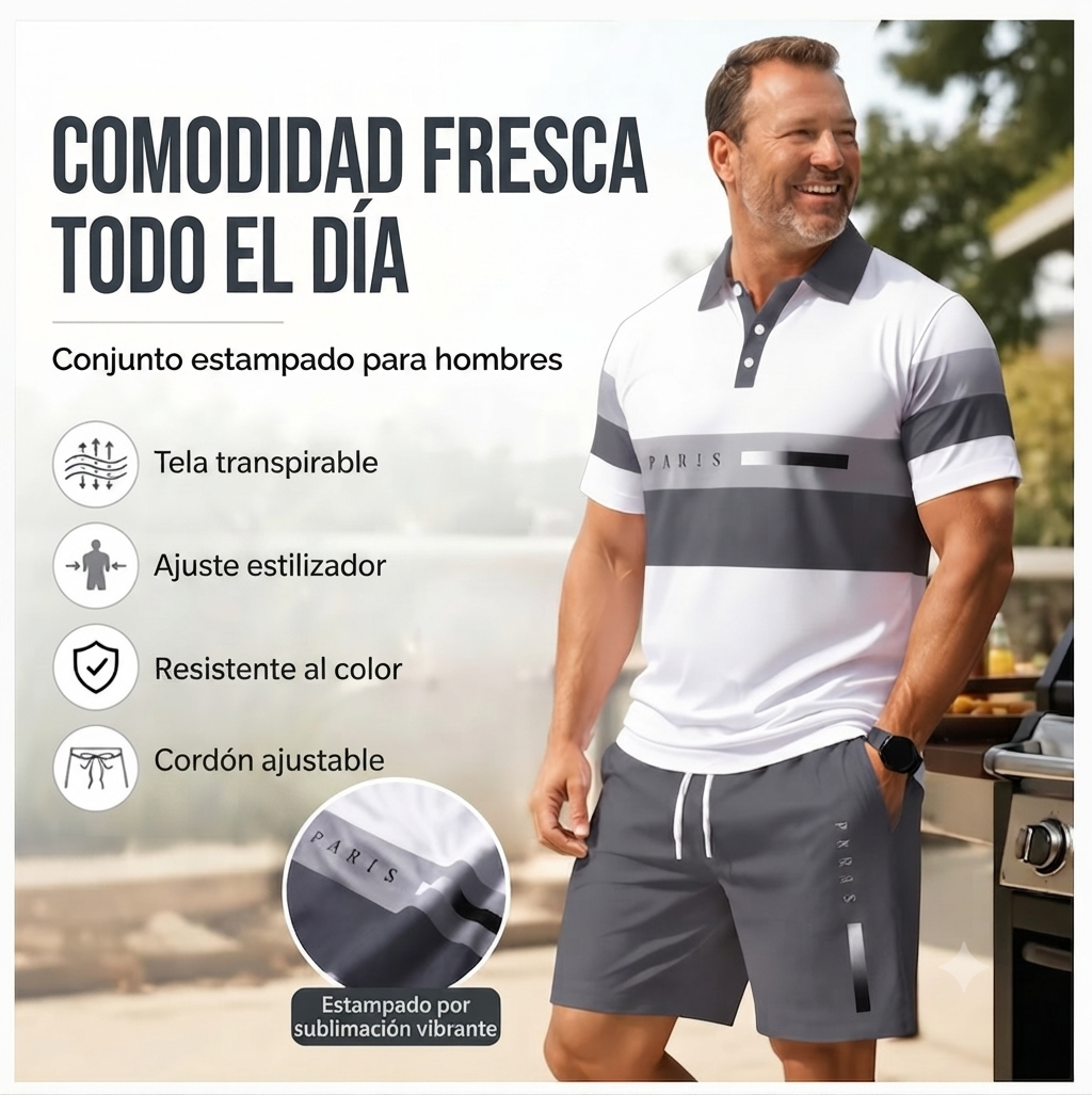 👕 Conjunto de dos piezas para hombre (camiseta y pantalones cortos): cómodo, transpirable y versátil para el verano, el tiempo libre y los viajes ☀️🩳