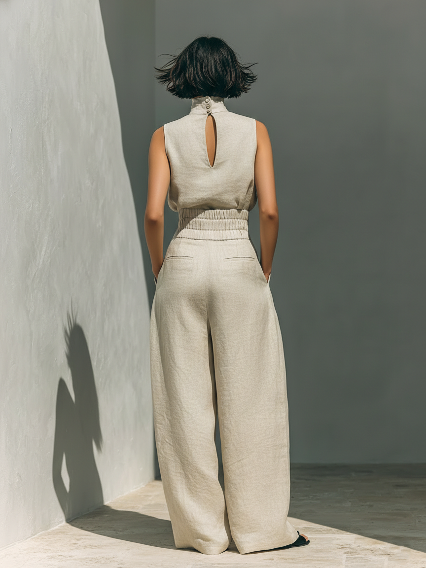 Sofía Conjunto de top y pantalón de lino