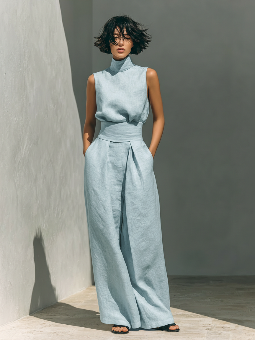 Sofía Conjunto de top y pantalón de lino