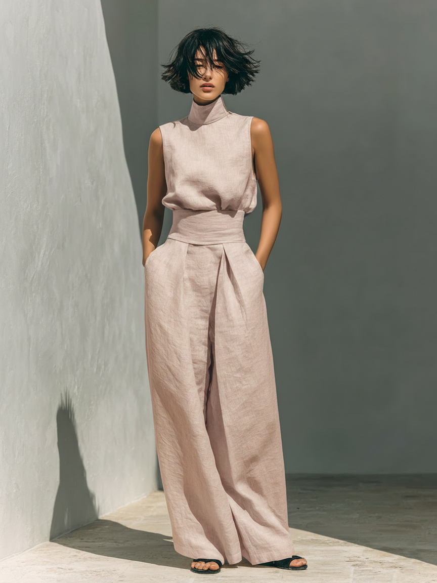 Sofía Conjunto de top y pantalón de lino