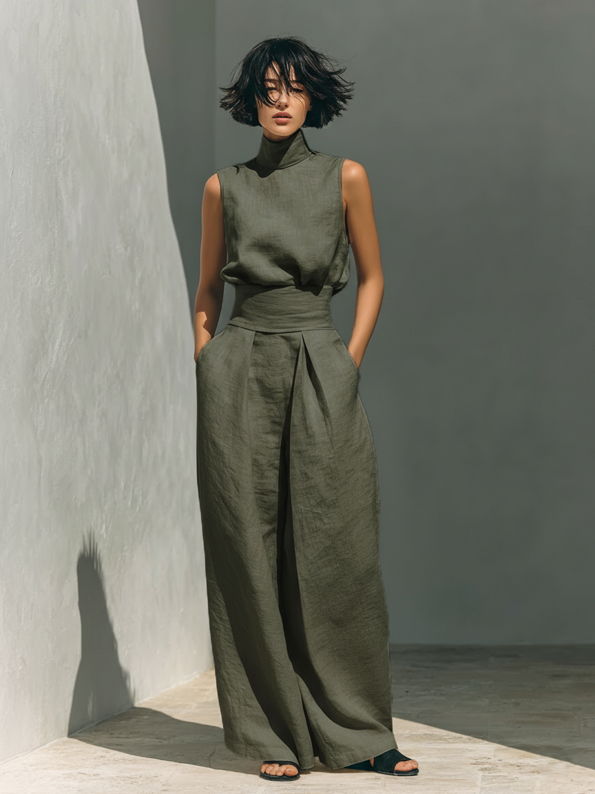 Sofía Conjunto de top y pantalón de lino