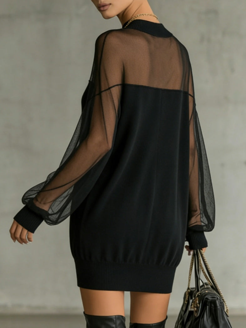 Juliette Vestido Negro con Mangas de Tul