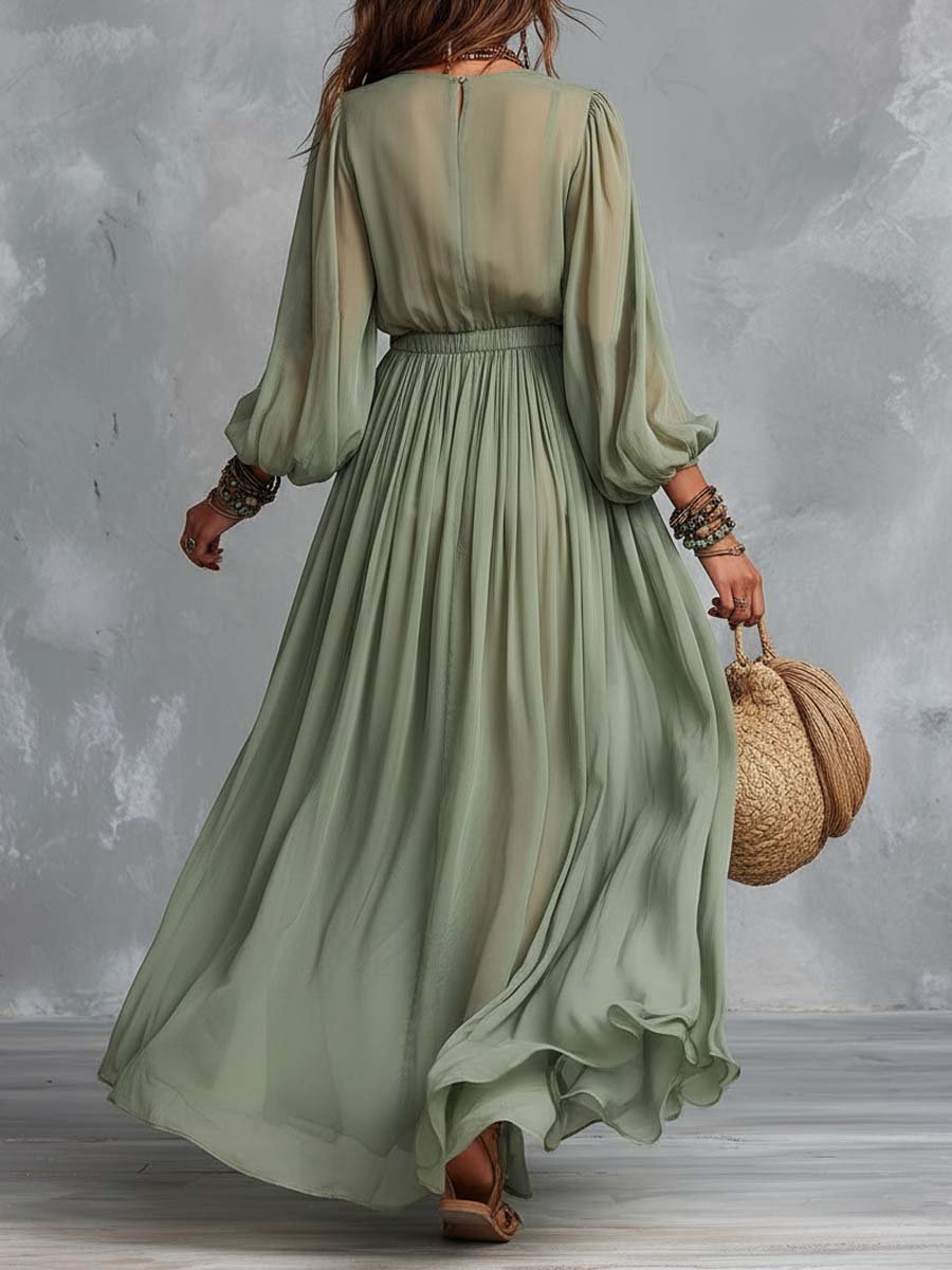 Élodine Vestido Largo Bohemio con Estampado Floral