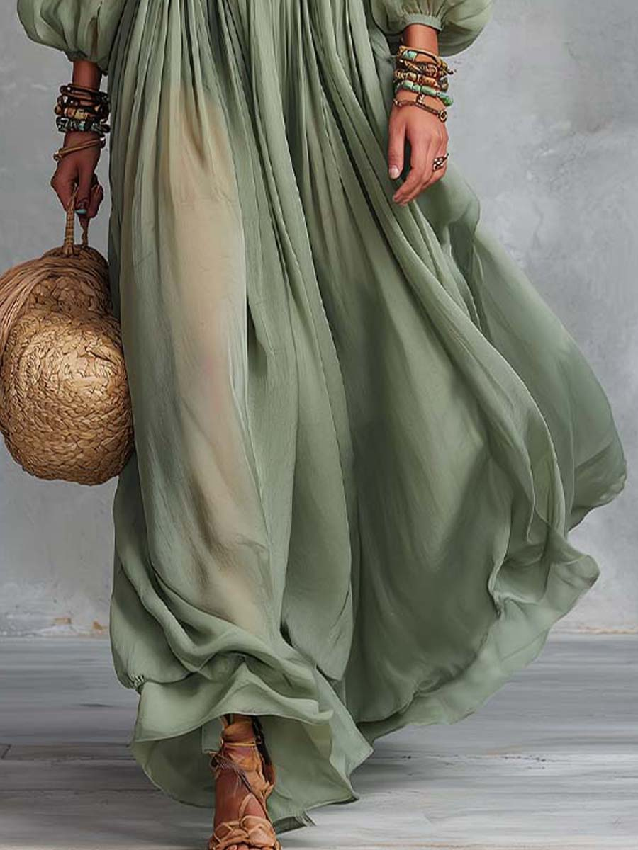Élodine Vestido Largo Bohemio con Estampado Floral
