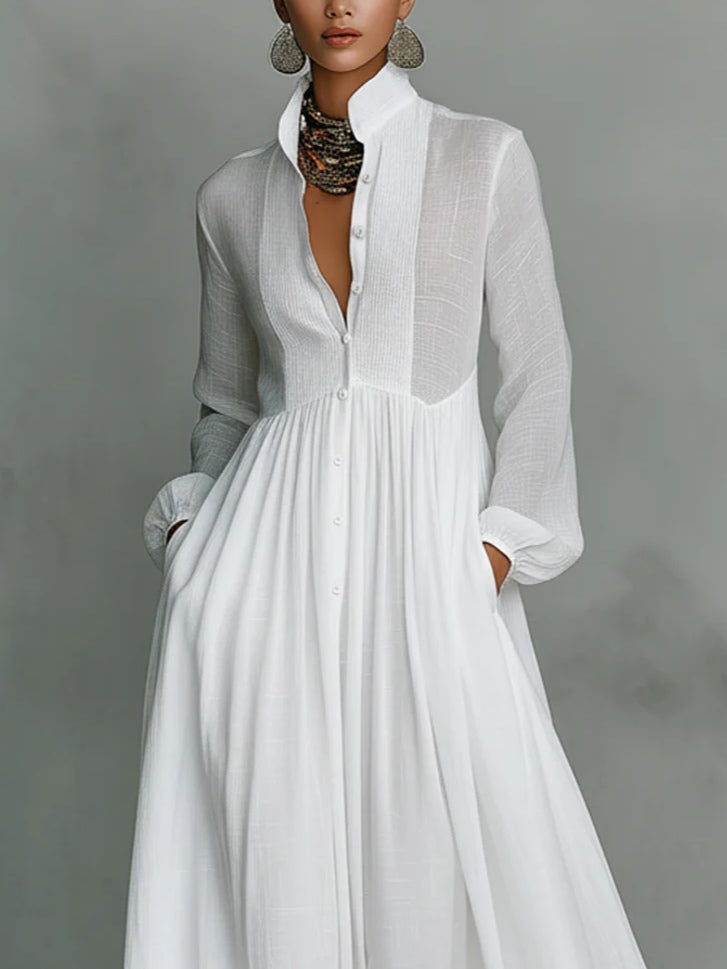 Elena Vestido largo minimalista de cuello alto