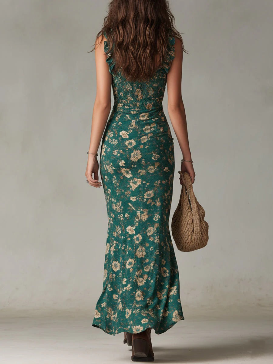 Mara Vestido Largo Boho de Estilo Retro