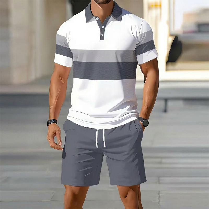 👕 Conjunto de dos piezas para hombre (camiseta y pantalones cortos): cómodo, transpirable y versátil para el verano, el tiempo libre y los viajes ☀️🩳