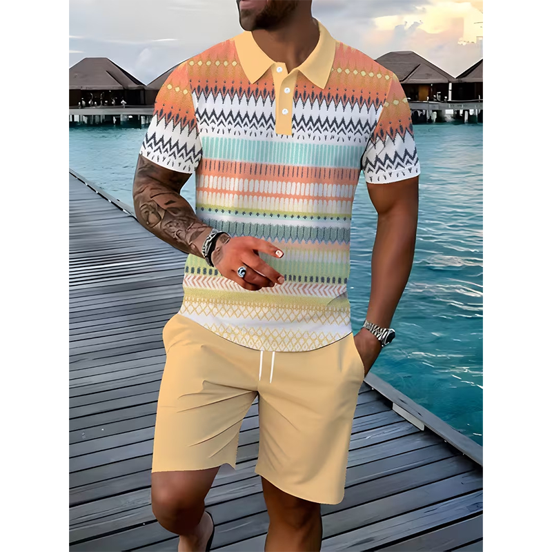 👕 Conjunto de dos piezas para hombre (camiseta y pantalones cortos): cómodo, transpirable y versátil para el verano, el tiempo libre y los viajes ☀️🩳
